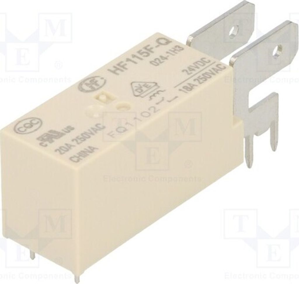 1x Relais: elektromagnetisch USpule : 24VDC 20A/250VAC HF115F-Q/024-1H3 Elektrom