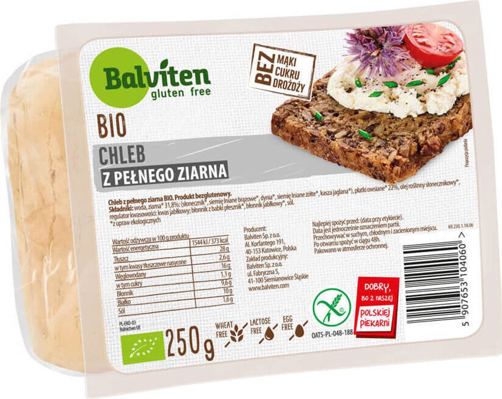 GLUTENFREIES -VOLLKORNBROT IN SCHEIBEN 250 g – BALVITEN Produktbild 