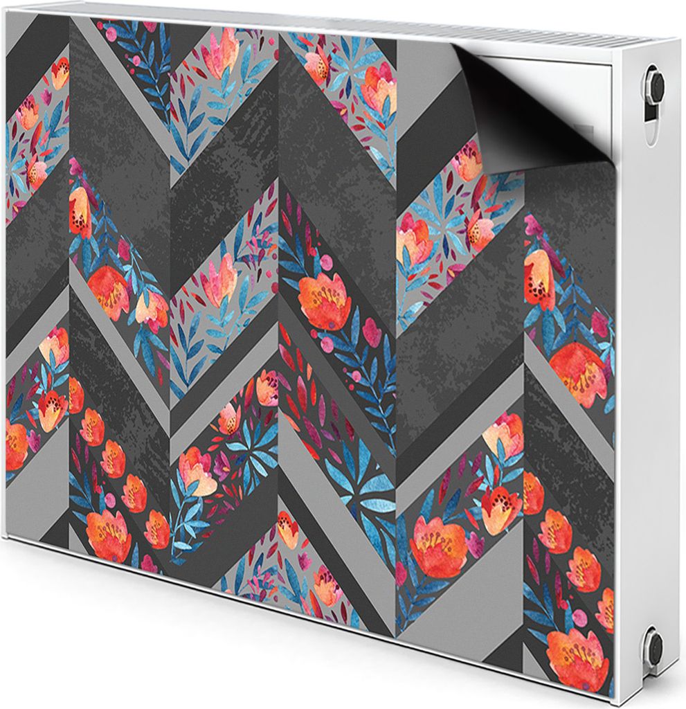Magnet Verkleidung Abdeckung Heizkörperabdeckung Heizkörperabdeckung 80x60 cm - Blumen, in, Herringbone