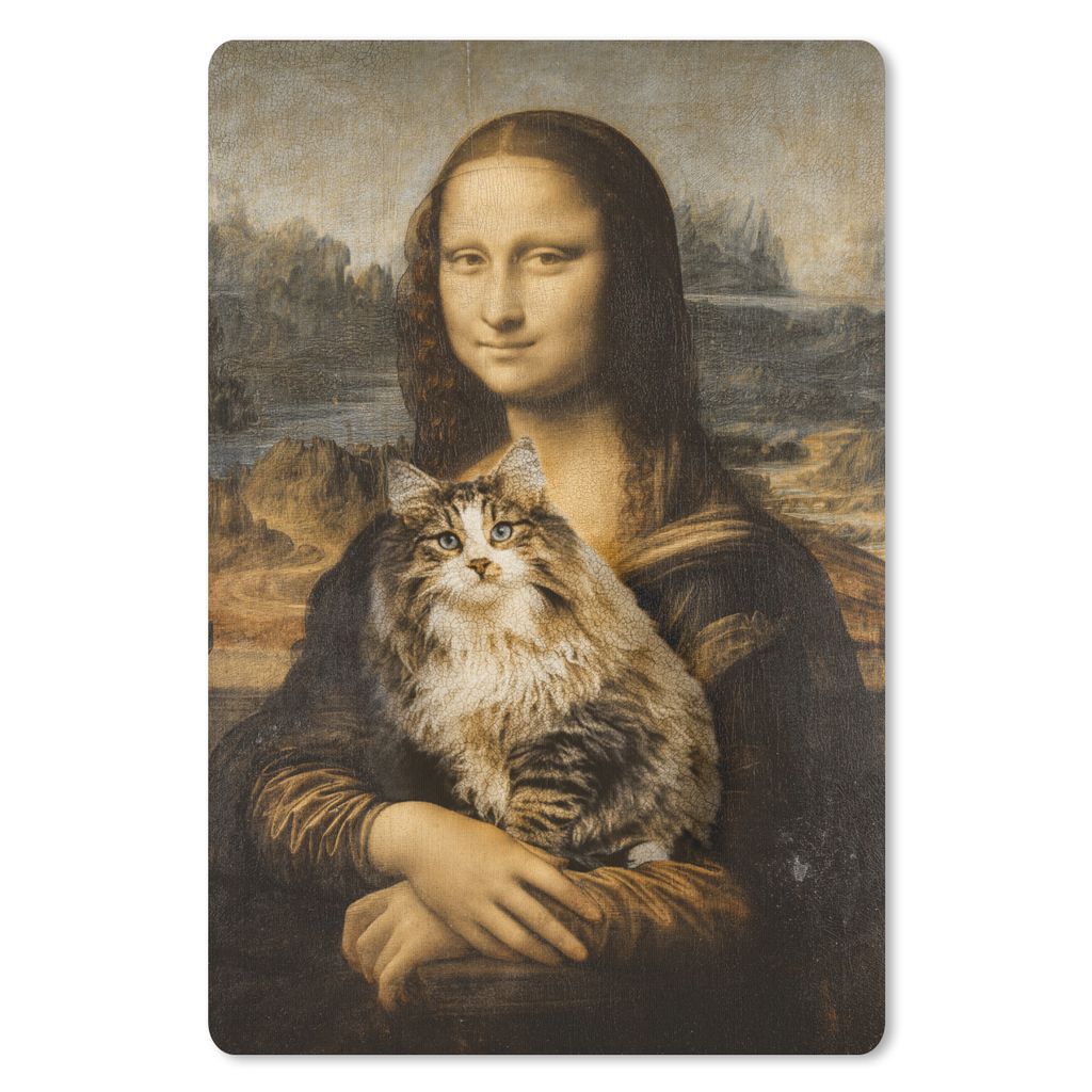 MuchoWow Mauspad Mousepad Mona Lisa - Katze - Leonardo da Vinci - Vintage - Kunstwerk - Alte Meister - Gemälde 18x27 cm - Mousepads - Maus Mat -...