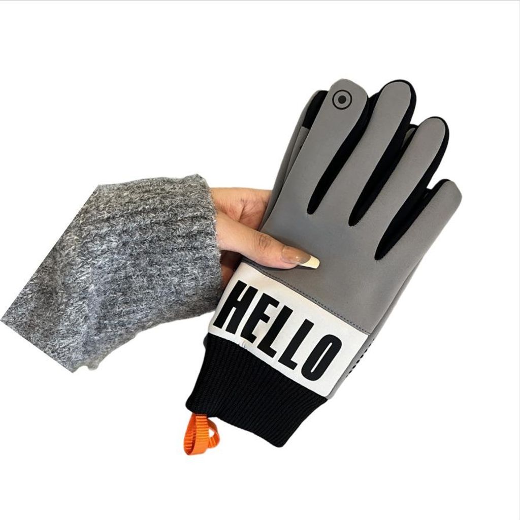 INF Winter Fleece Fahrradhandschuhe für Herren - Winddicht, Warm, Touchscreen Grau