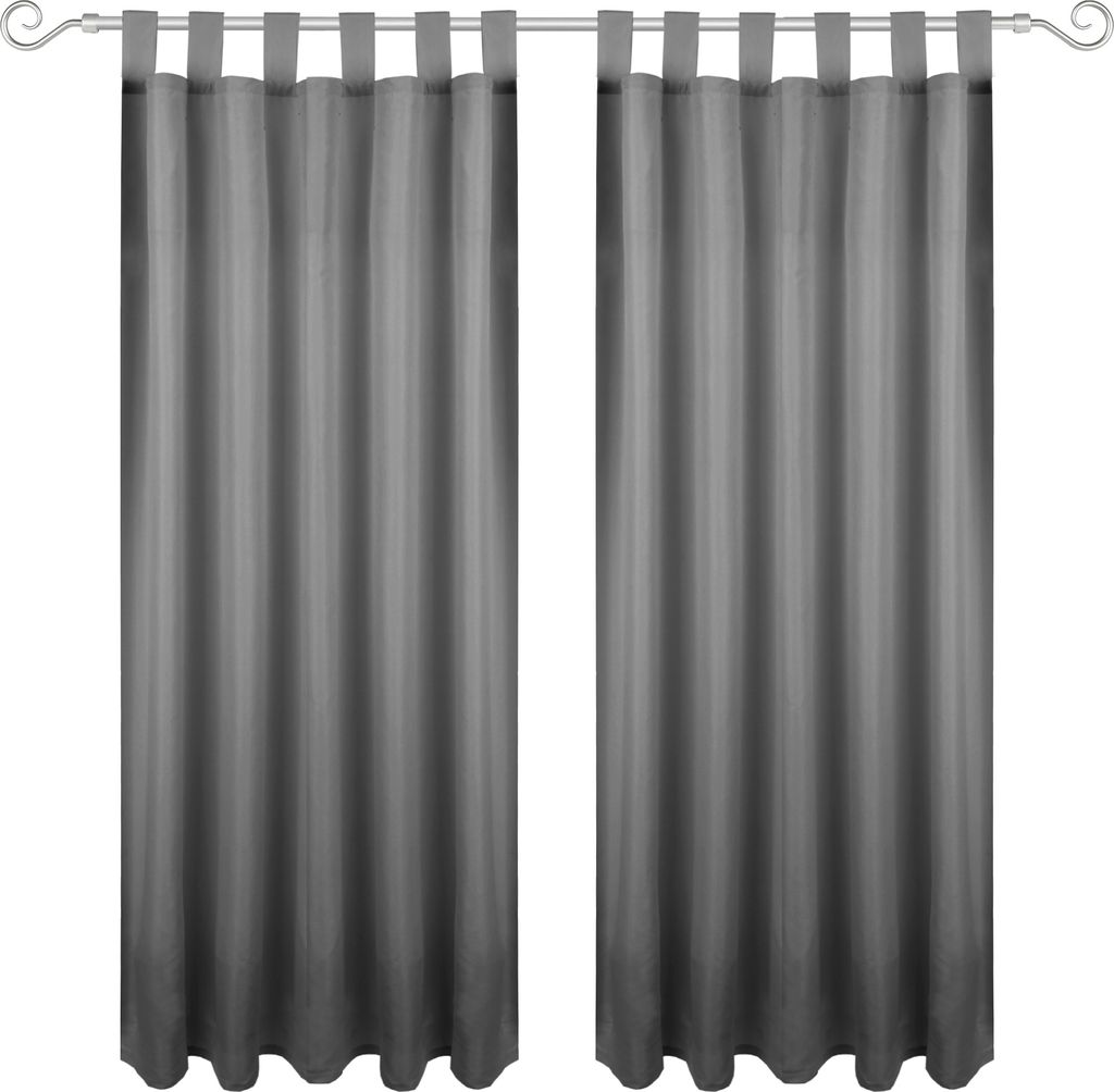 Gardine mit Schlaufen 140x175 cm ( Breite x Länge ) in Anthrazit, blickdichter Vorhang, Schlaufenvorhang in vielen Variationen