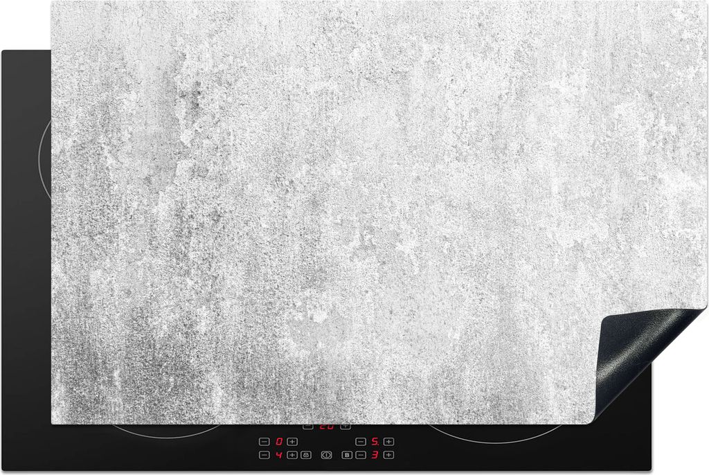KitchenYeah Herdabdeckplatte Beton - Grau - Wand , 80x52cm, Küche Deko, Glaskeramikfeld Herdabdeckung, Abdeckplatte fùr Kochfeld