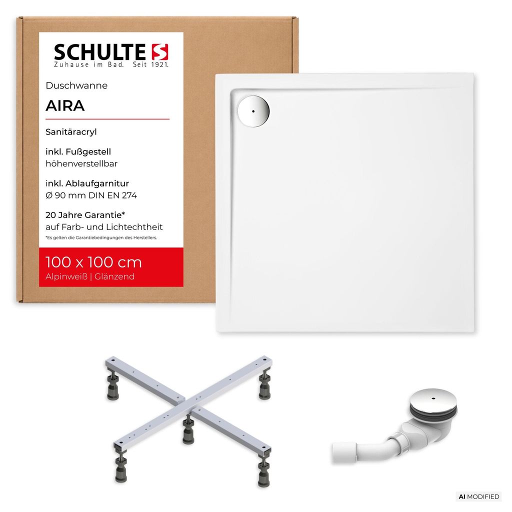 Schulte Duschwanne Aira, 100x100 cm, Komplettset inkl. Produktbild 