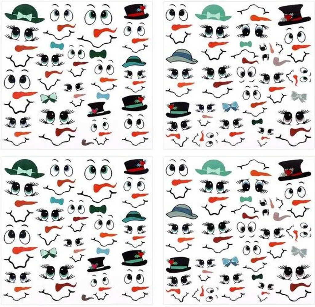 Autocollants de Noël Bonhomme de Neige : Décorez sans Traces 62 Pièces
