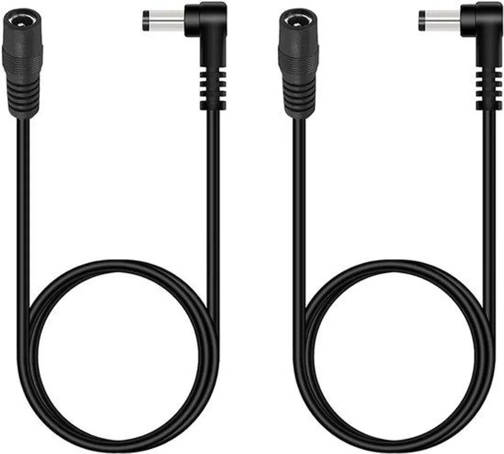 Câble pour caméra de sécurité 12V DC avec fiche coudée en L - Pack de 2x1m