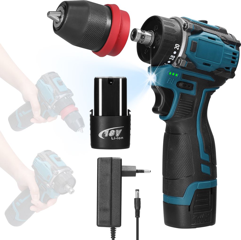 akumulatorowa wiertarko-wkrętarka 18V 2w1, wkrętarka Zdjęcie produktu 