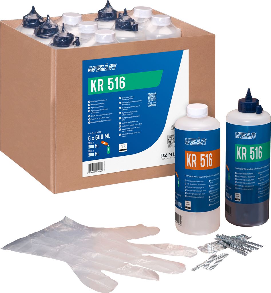 UZIN KR 516 2-K Silikatharz Kleben von Winkelschienen, Nagelleisten 2 x 300 ml