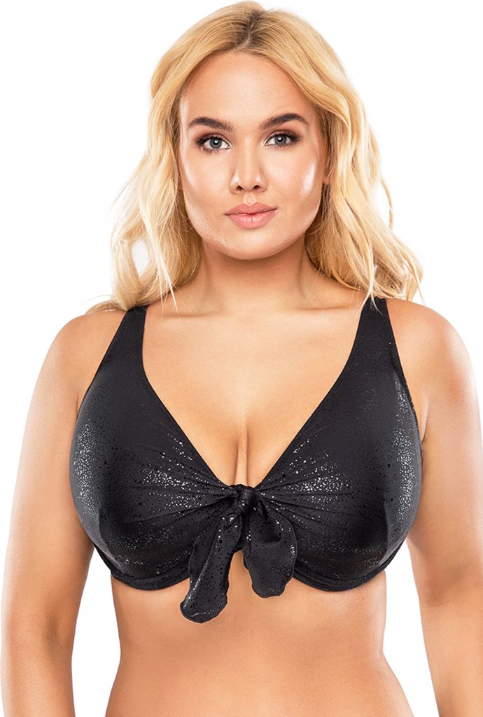 Vivisence Bikini BH Dame 3202 Bademode Bikinioberteil Musterlos, schwarz glänzend, 85f