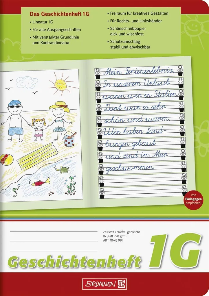 BRUNNEN 1045991 Cahier A5 Ligné avec Marge 1G Lot de 10 Protège-cahier