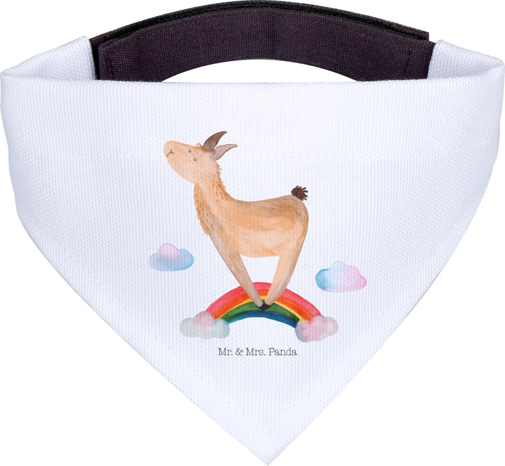 Mr. & Mrs. Panda Bandana Lama Regenbogen - Weiß - Geschenk, Produktbild 