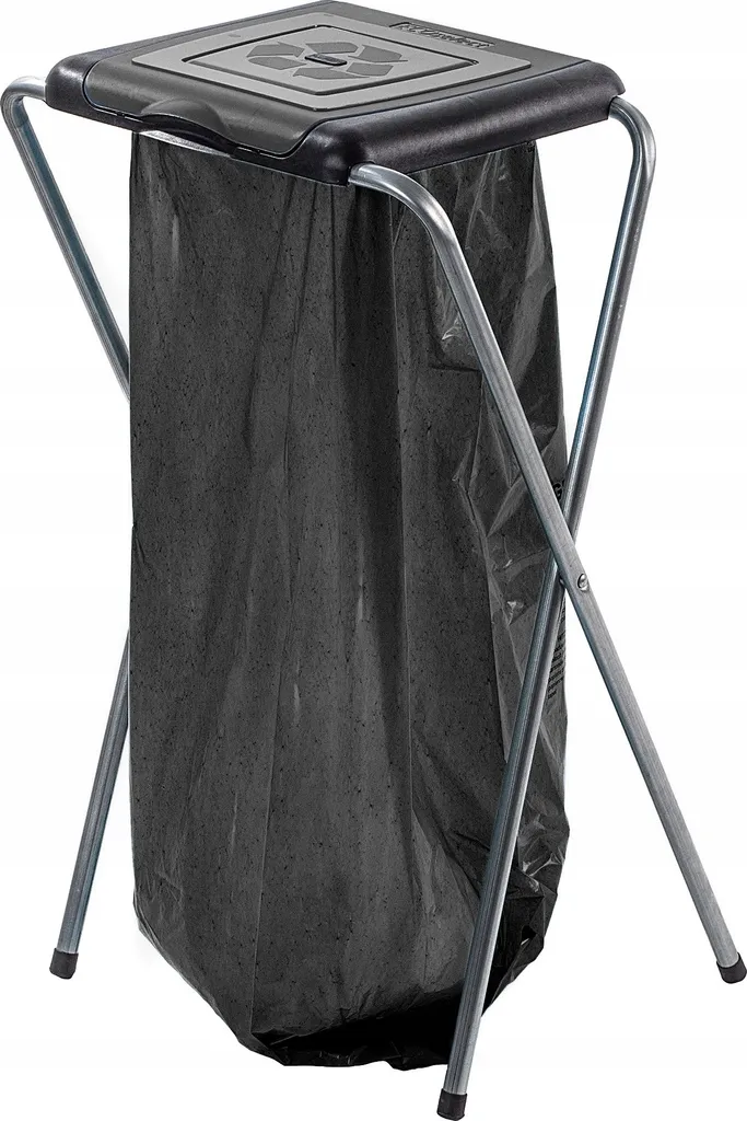 Support de Sac Poubelle pour Garage et Jardin Amal - Noir avec Couvercle