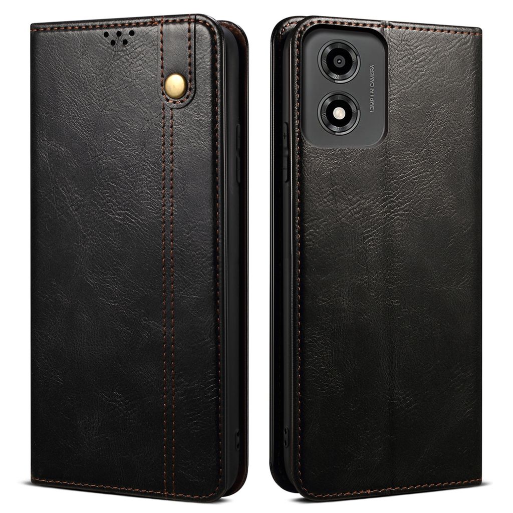 Hülle für Motorola Moto E14 Leder Brieftasche Schutzhülle mit Standfunktion Schwarz