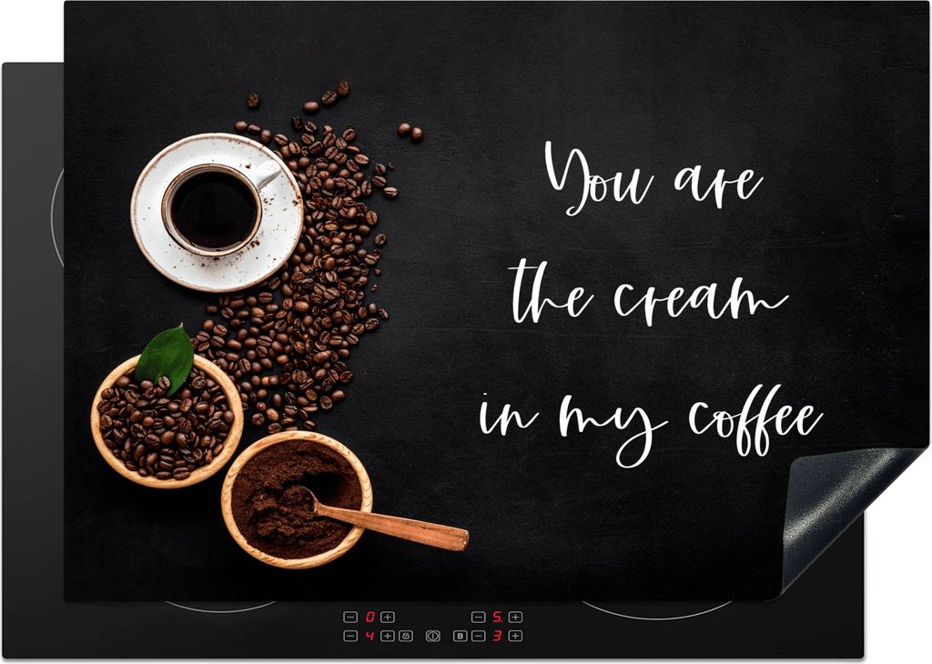 KitchenYeah Herdabdeckplatte Sprichwörter - Zitate - Du bist die Sahne in meinem Kaffee - Liebe - Kaffee , 75x52cm, Küche Deko, Glaskeramikfeld...