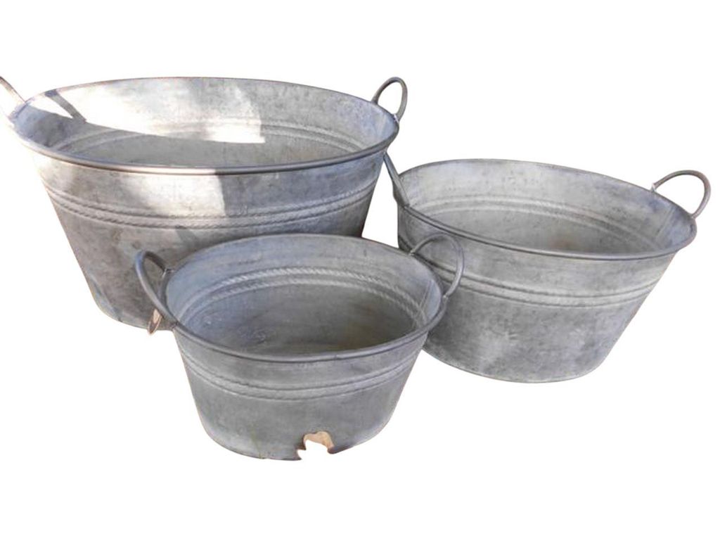 Zinkwannen-Set Oval 3 Stück Pflanztopf Zinkbottich Produktbild 