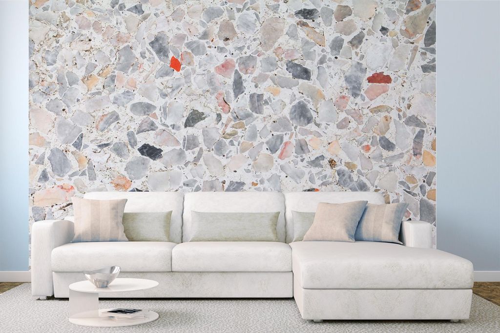 Vlies Fototapete POLIERTER STEINHINTERGRUND 375 x 250 cm (inkl. Kleister) - Vlies Tapete, Wandtapete, Wandbilder - Tapete für Wohnzimmer Schlafzim...