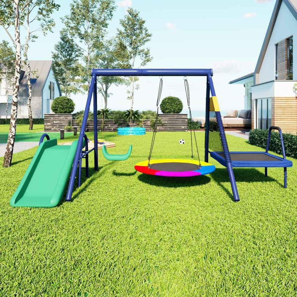 Outdoor-Spielparadies: Schaukel-Set mit 3 Schaukeln, Klettergerüst & Basketballkorb – Perfekt für Abenteuer im Freien, Größe am Ende hinzufügen