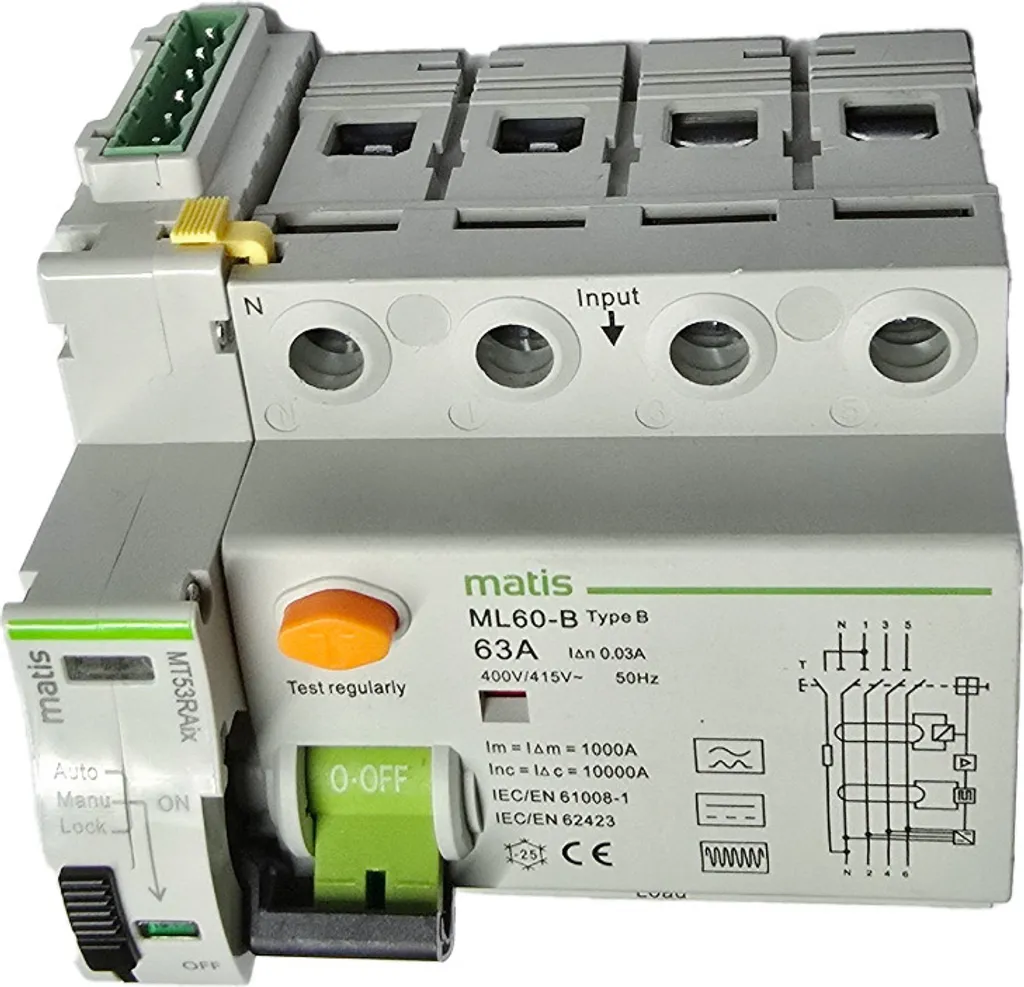Protection borne de recharge : différentiel réenclenchable Type B 40A - 4