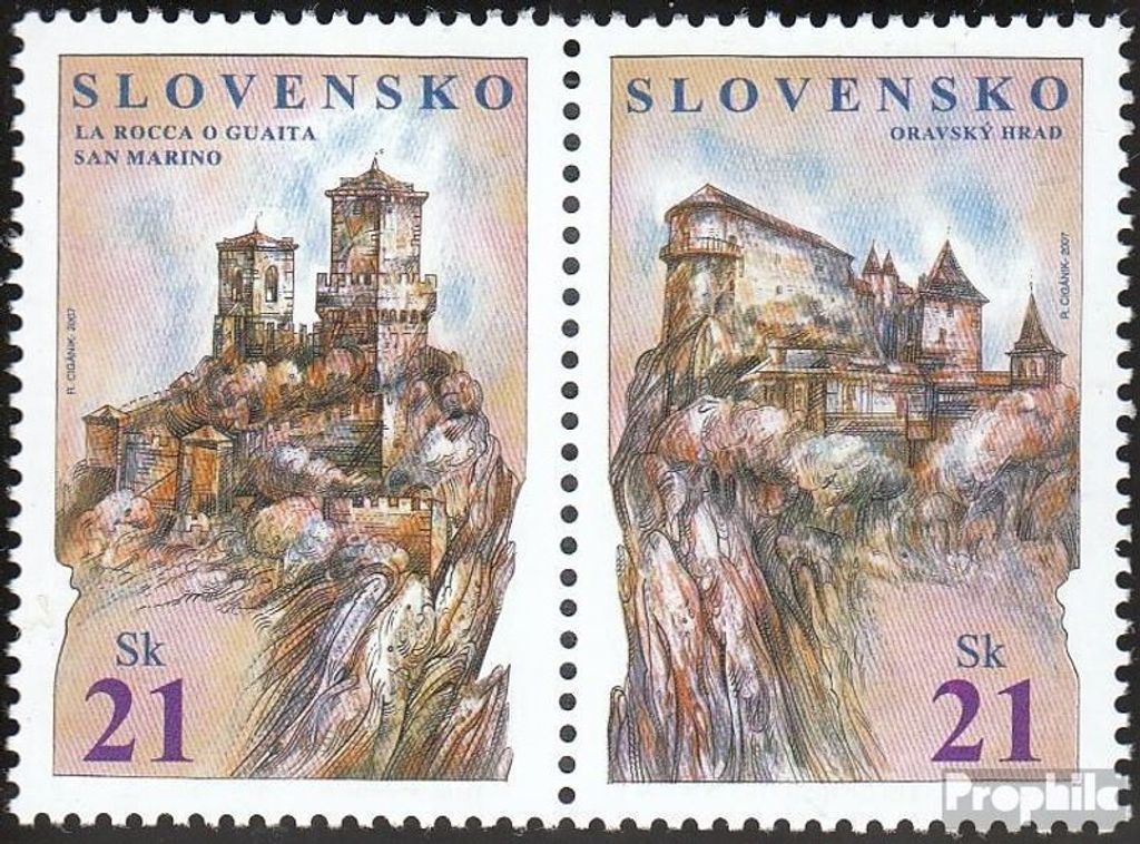 Briefmarken Slowakei 2007 Mi 562-563 Paar (kompl.Ausg.) postfrisch San Marino