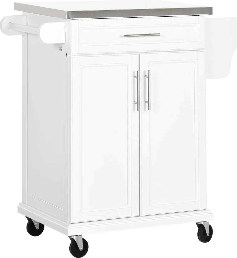 Meuble de cuisine d'appoint blanc gain de place avec plan de travail