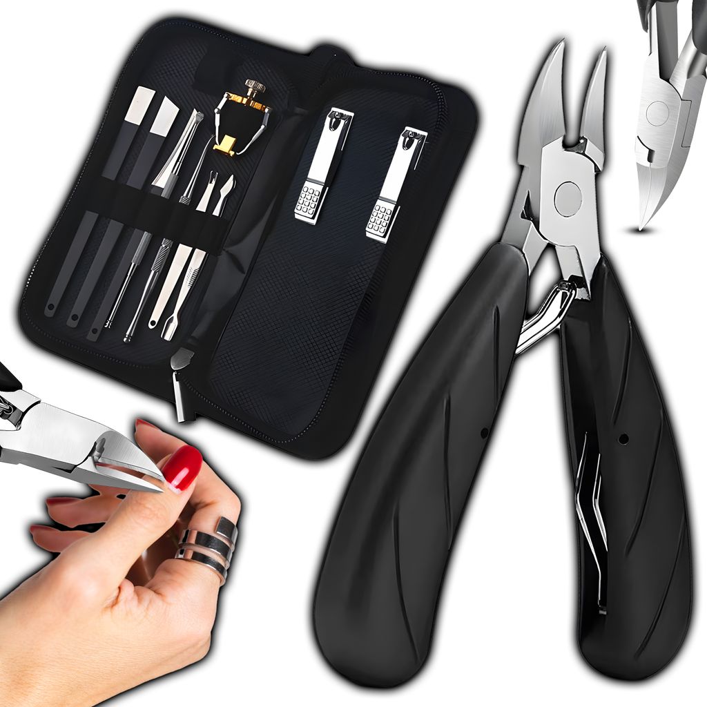 Maniküre Set mit Etui Nagelset Nagelpflege Schere Pinzette Feile Seitenschneider Rändel Schermaschine Nagelknipser Pediküre Kit 8-tlg Edelstahl ...