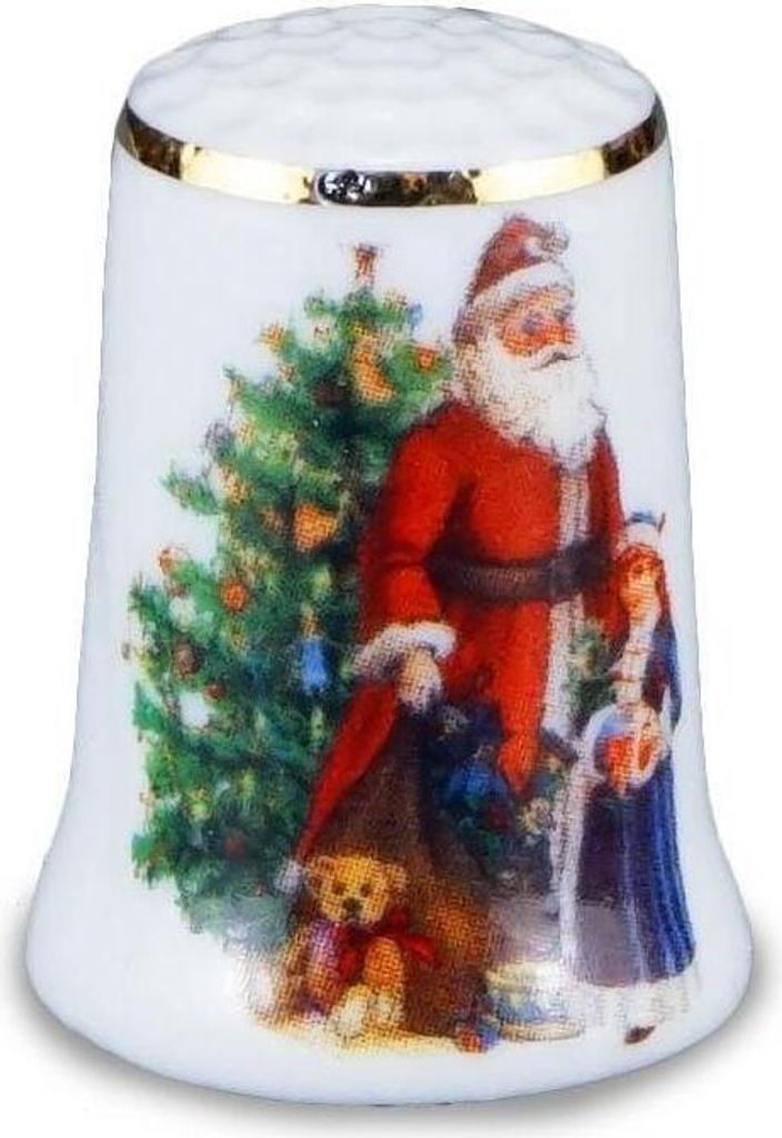 Porzellan Fingerhut Weihnachtsmann – Handgefertigt & Goldverziert