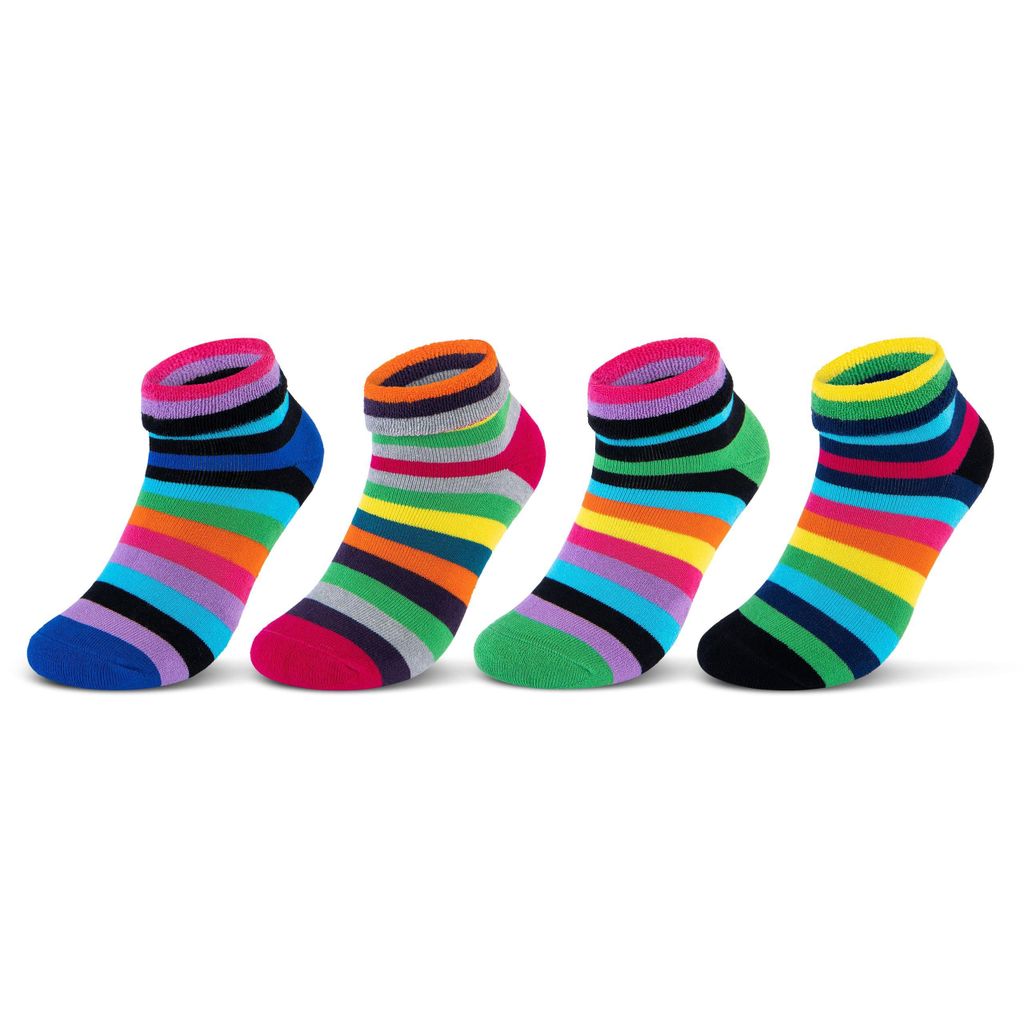 2 I 4 I 6 Paar Damen THERMO Socken mit Innenfrottee warme Wintersocken Bunte Ringel Umschlagsocken 12790 - 4 Paar Farbmix 39-42