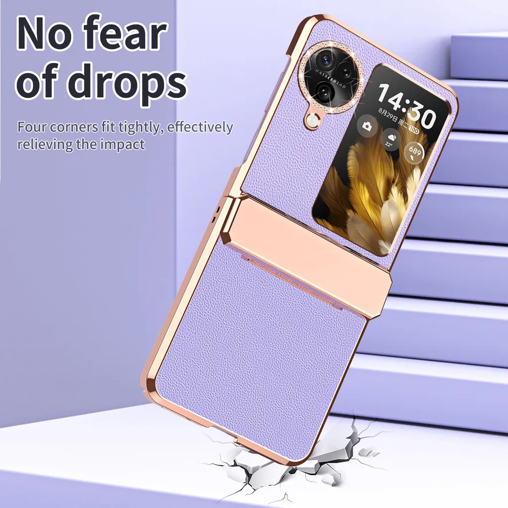 Cover Slim Oppo Find N3 Flip Oro Lucido | Custodia con Strass e Cerniera - 6