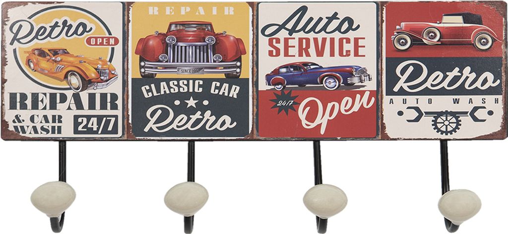 Clayre & Eef Wandgarderobe 40x5x17 cm Rot Grün Eisen