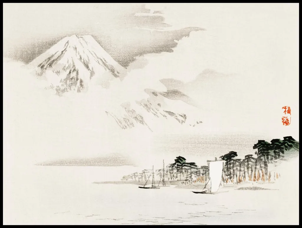 Art Japonais Vintage Mont Fuji 100x75 cm - Impression Haute Qualité