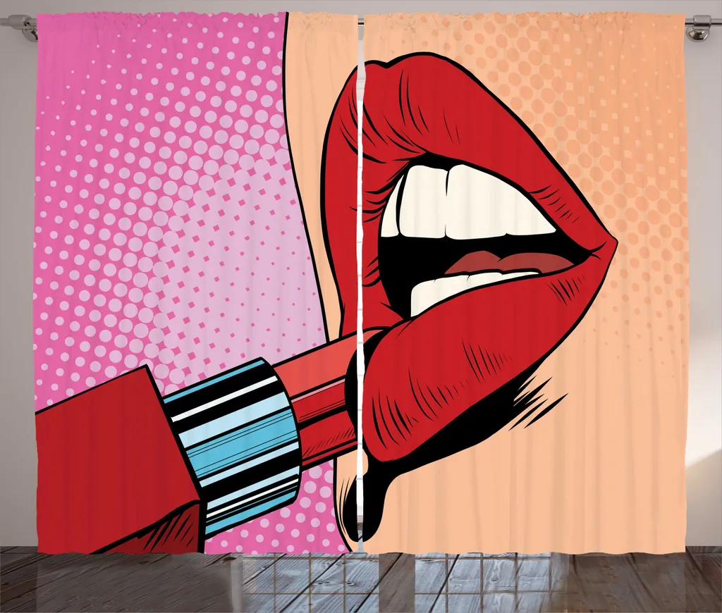 Tenda Camera Letto ABAKUHAUS Pop Art: Lavabile e Colorata 280x245