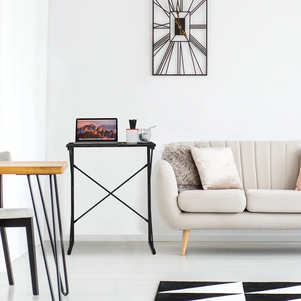 Bureau Gain de Place au Design Scandinave Minimaliste Plateau Blanc - 2