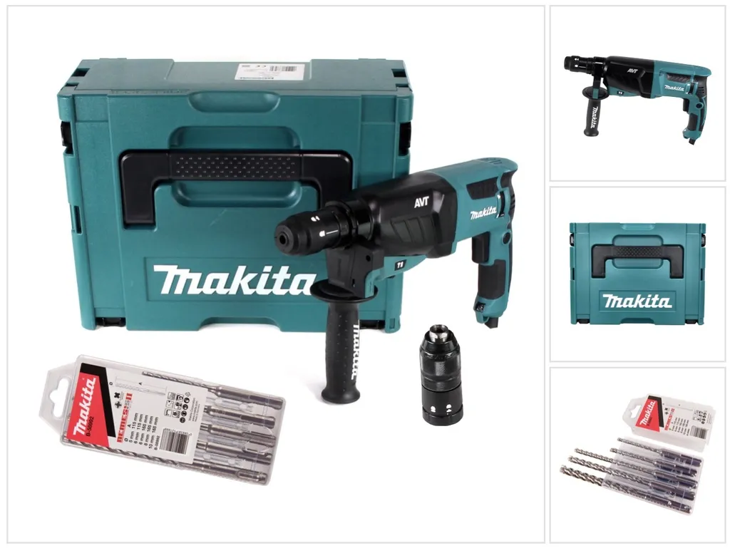 Marteau combiné burineur Makita HR2631FTJ 2.4J avec coffret Makpac et forets