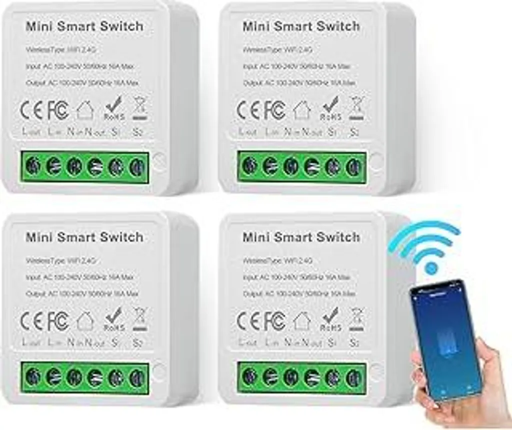 Interruttore Smart Luce WiFi 4 Pezzi - Compatibile Smart Life e Alexa