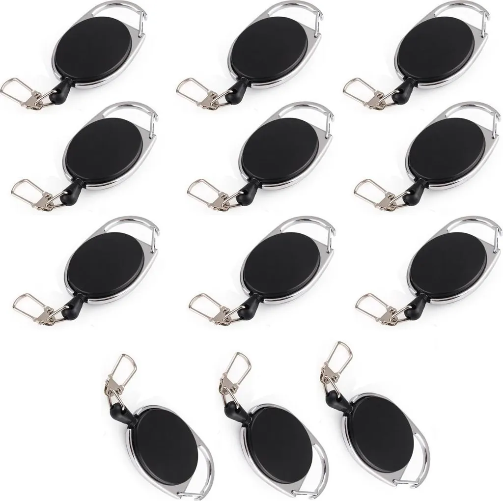 Confezione 12 YoYo Porta Badge Retrattile 60cm | Moschettone Pantaloni