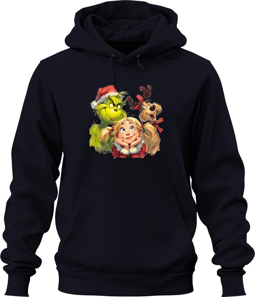 Grinch Cindy Lou Who Max Weihnachten lustig Geschenk Uni Hoodie Kapuzenpullover, Navy, M