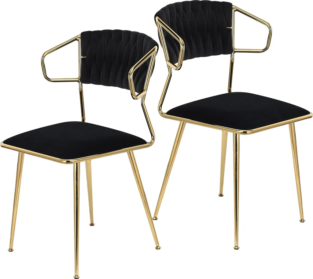 Set 2 Sedie Velluto e Gambe Oro: Lusso e Comfort per Sala da Pranzo