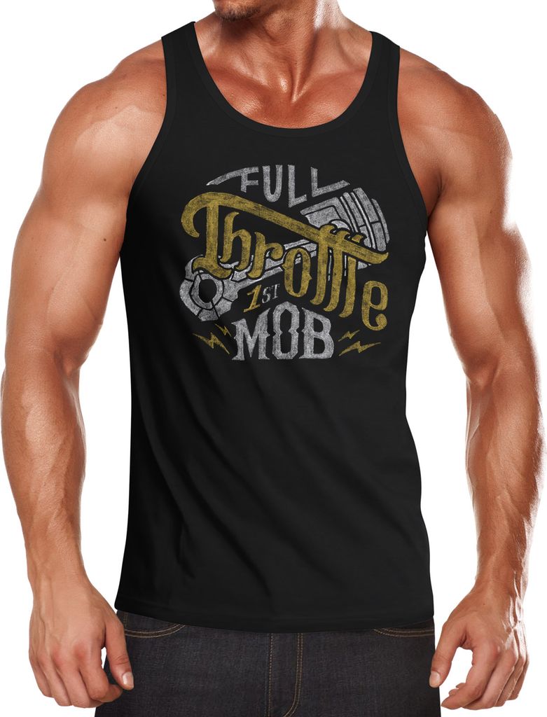 Herren Tank Top Biker Motorrad Full Throttle Vollgas Neverless schwarz S