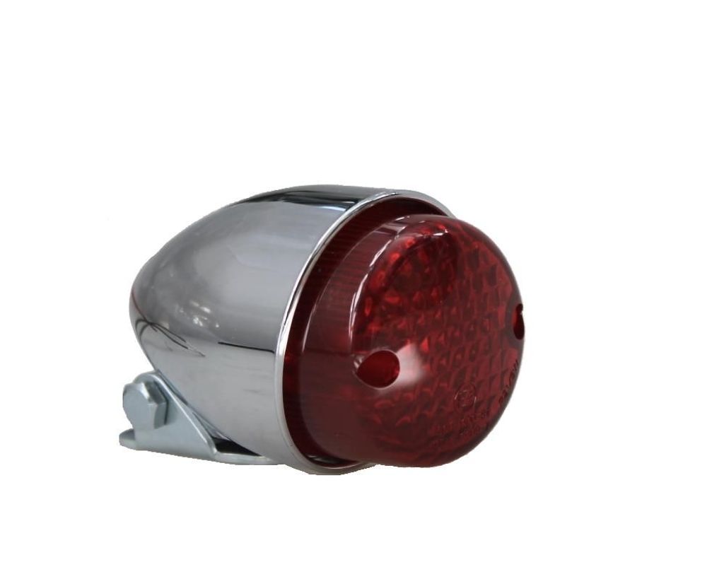 CMX Custom Rücklicht chrom Old School Cafe Racer Motorrad mit E-Nr. z.B. für Harley HD