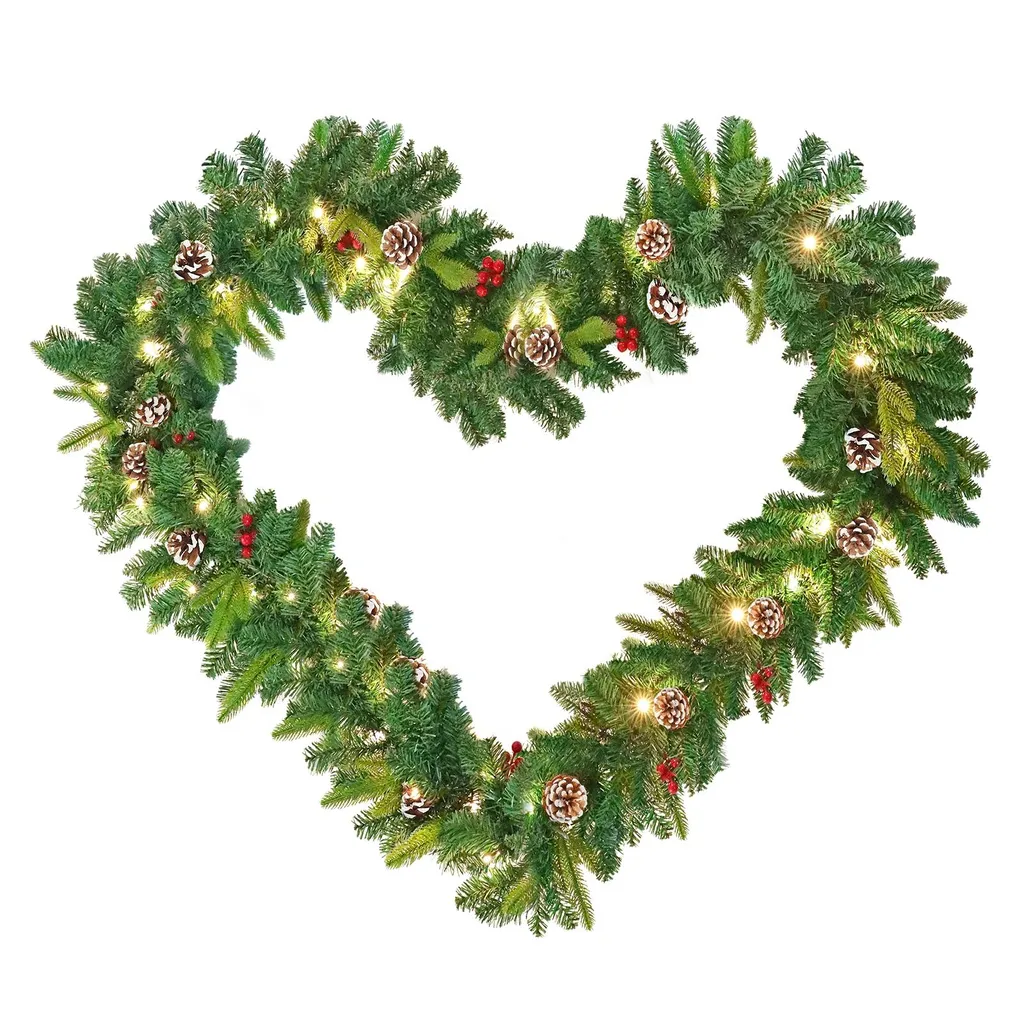 Guirlande Noël Artificielle 8m sans Perte d'Aiguilles Sapin LED et Neige
