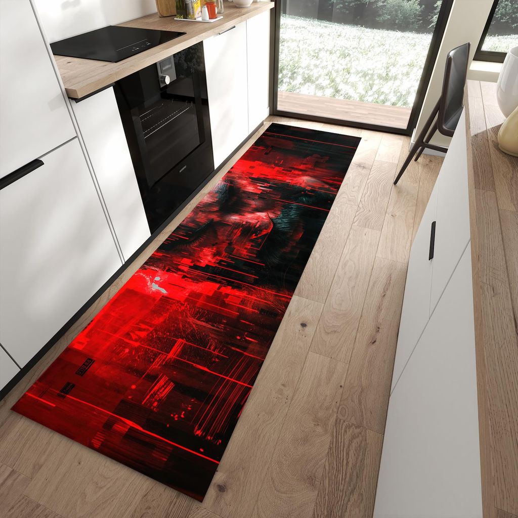 Küchenteppich 80x280cm rutschfest & abwischbar PVC Läufer - Abstrakte Digital Kunst