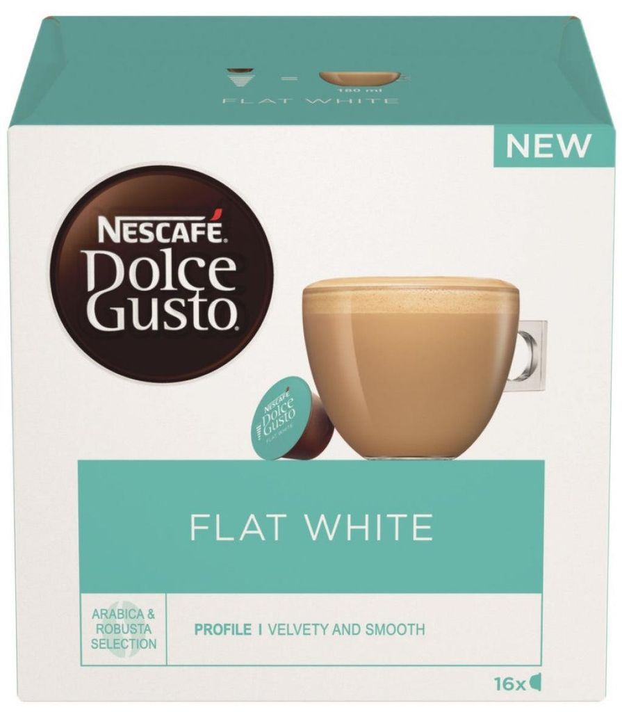 Nescafé Dolce Gusto Flat White, koffiekapsules, 16 stuks, Productafbeelding 