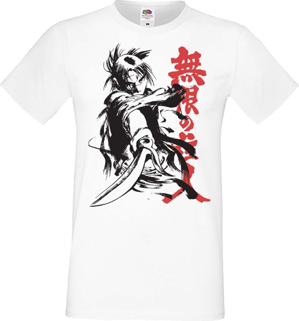 Herren T-Shirt Manga Anime Blade Of The Immortal Samurai Immortal Samurai, Man L / Weiß