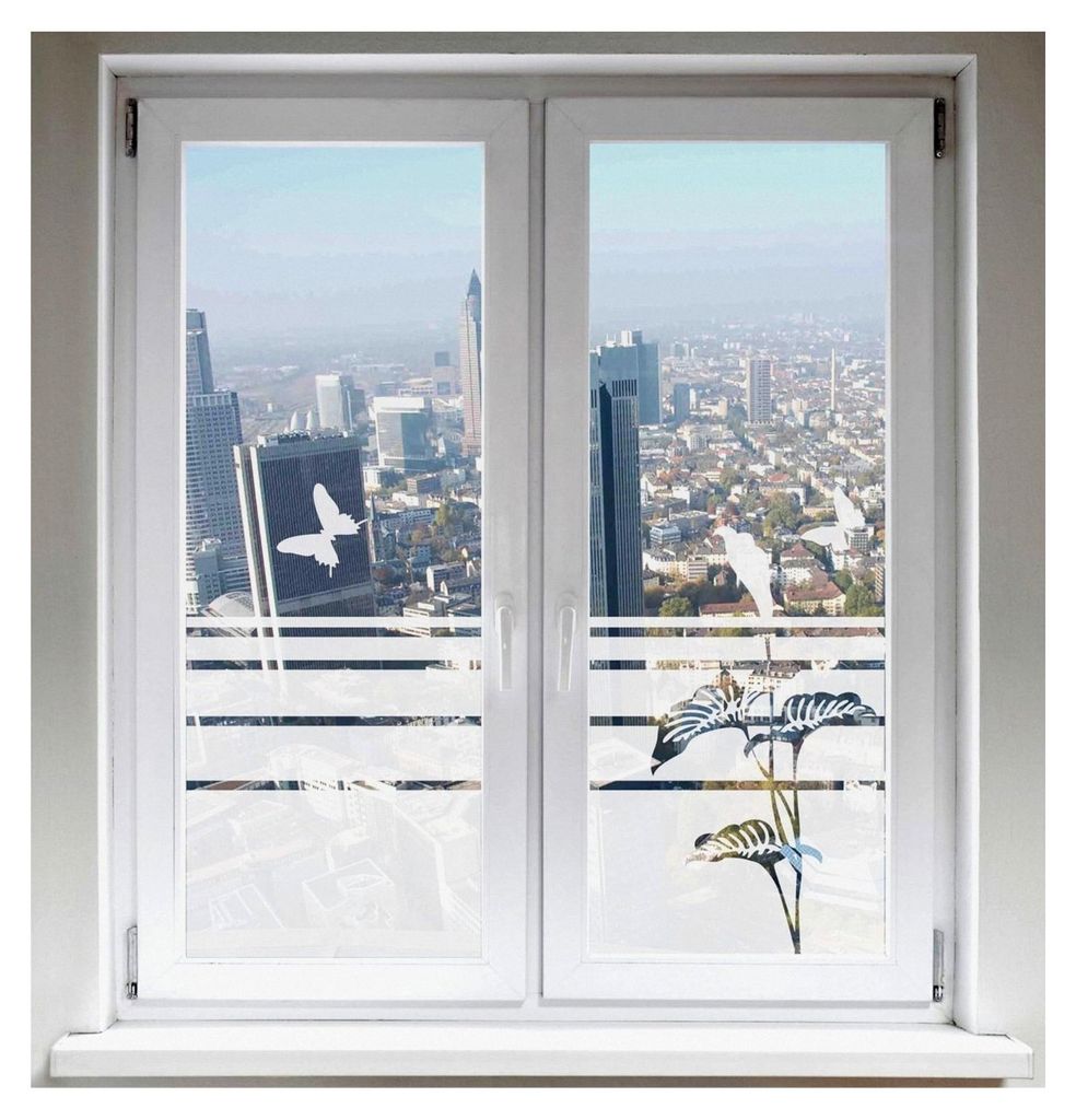 Sonnenschutz Glasdekor Schmetterlinge Dekorfolie Lilie Sichtschutz Fensterfolie Calla satiniert blickdicht - 500-2000 mm - Dekoration Sonnenschutzf...