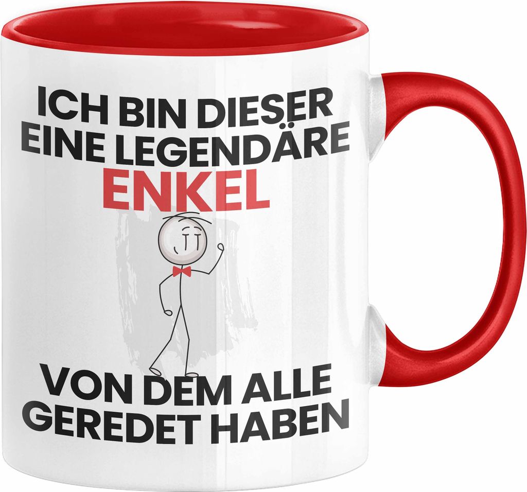 Enkel Geschenk Tasse Lustige Geschenkidee Geburtstag für Enkel Ich Bin Dieser Legendäre Enkel Von Dem Alle Geredet Haben Kaffee-Becher (Rot)