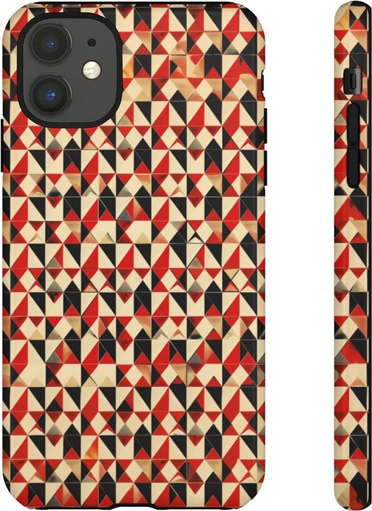 Geometrisches Muster in Rot und Schwarz – Hülle Kompatibel mit iPhone 11