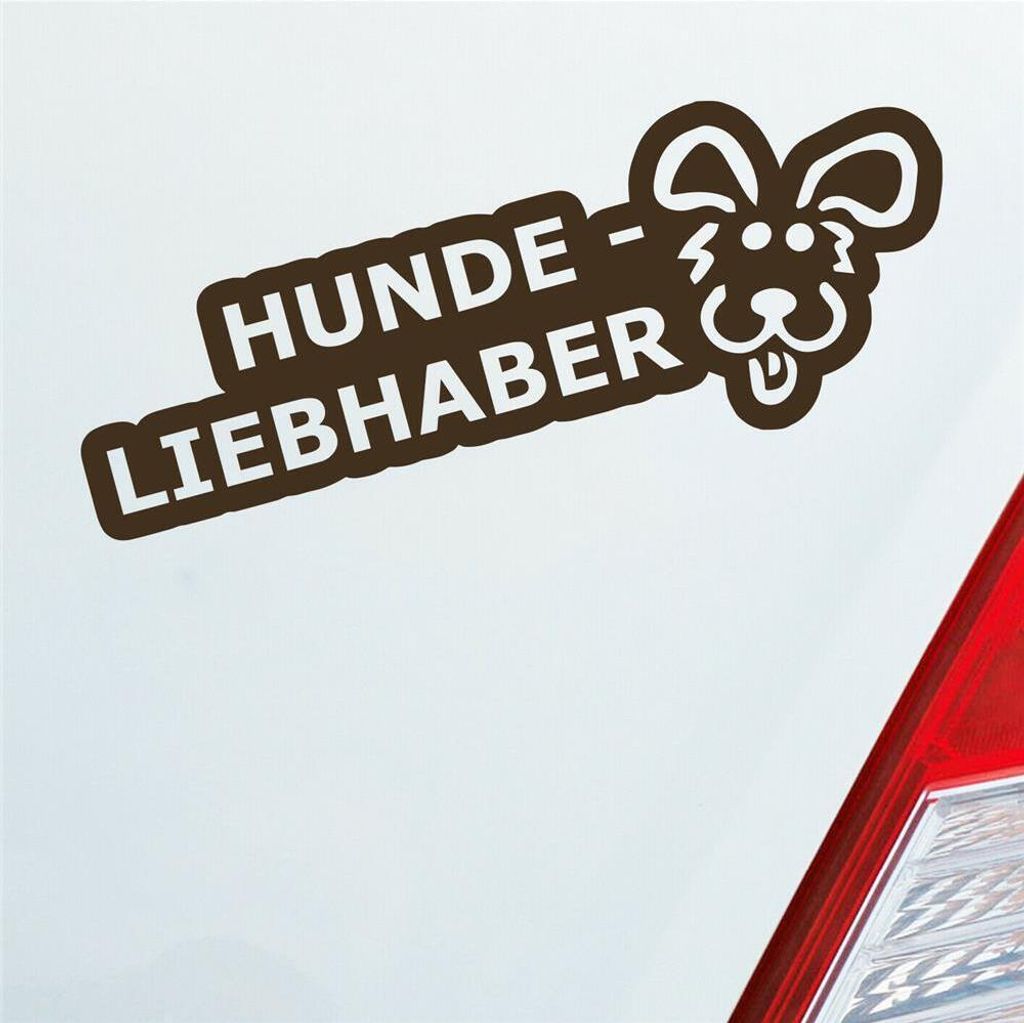Auto Aufkleber Hundeliebhaber Hund Dog süß Love Liebe 19x9 cm Braun Sticker Heckscheibenaufkleber