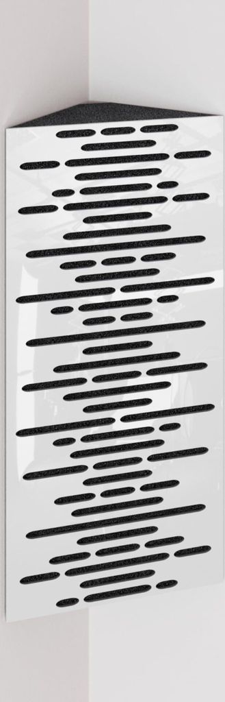 2er-Pack - Schmale akustische Eckbassfalle | Größe: 23 x 50 cm | Farbe: (weißer Hochglanzkunststoff, WAVE)