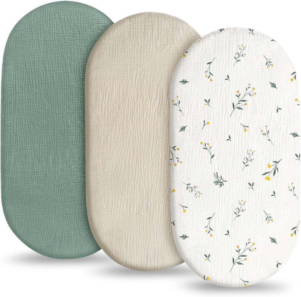 Lenzuola elastiche per culla - Set da 3 - 80 x 40 cm - Con Immagine del prodotto 