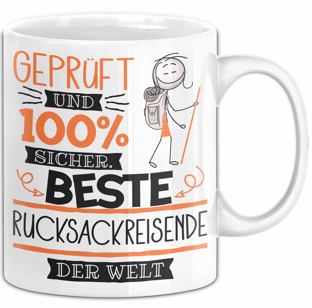 Beste Rucksackreisende Der Welt Tasse Geschenk für Eine Rucksackreisende Und Sicher Geschenkidee Geburtstag Weihnachten (Weiß)